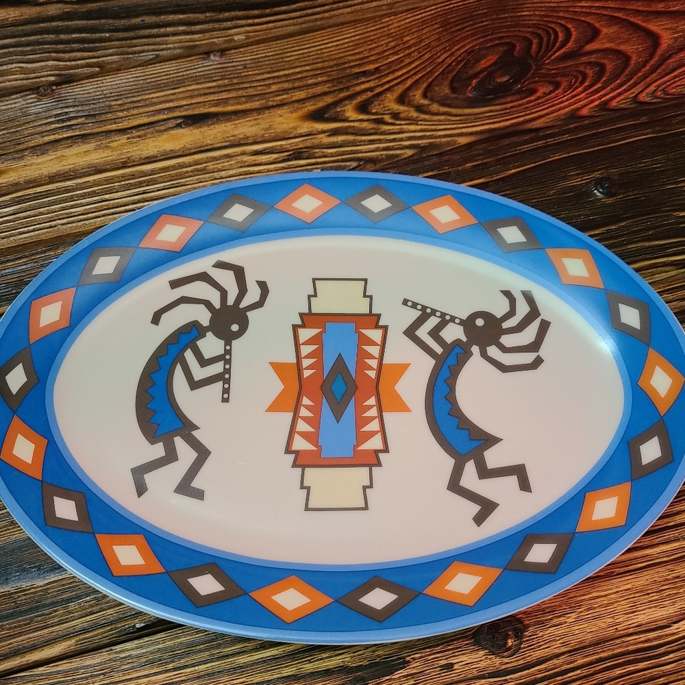 Southwestern Style Kokopelli Folklore Decorative Oval Plate
